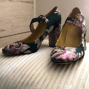 Marc Fisher Floral Glitter Heels